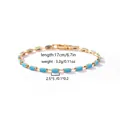 Bracciale minimalista placcato oro 18k con pietre di turchese blu rettangolari - Stile Turchese Verticale Distanziato / 2.5*5mm / Oro