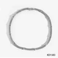 Collana moderna in maglia di acciaio inossidabile argento con segmenti di bambù - Collana Argento (PD1583)
