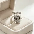 Vintage silver nail cover ring with tree design and sparkling cubic zirconia stones - Vintage Tree Pave Nail Ring (3047)