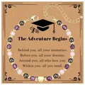 Detail of graduation bracelet with natural stones and gold heart charm on message card - Heart Style (The Adventure Begins-6)