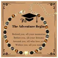Graduation gift tiger's eye beaded bracelet with gold heart charm on greeting card - Heart Style (The Adventure Begins-9)