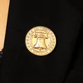 Golden 250th anniversary commemorative pin with detailed 3D relief Liberty Bell design - Style K-923 / KC Gold