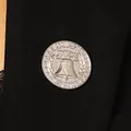 Commemorative silver Liberty Bell pin for 250th anniversary 1776-2026 3D relief badge - Style K-1041 / White