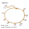 Elegant 18K gold plated stainless steel pearl anklet for women with measurements - Artificial Pearl Dangle Fine Chain (JDA201017)