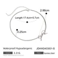 Elegant dainty silver stainless steel bow anklet jewelry with measurement details - Bowknot Design Jewelry (JDAW2403001-S)