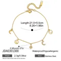 Elegant gold-plated stainless steel anklet with sun, moon, and star charms for women - Star Moon Sun Pendant (JDA0301300)