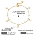 Elegant vintage 18K gold-plated stainless steel anklet with teardrop charms for women - Retro Teardrop Pendant (JDA0203303)