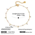 Vintage 18K gold plated stainless steel fine charm anklet with waterproof specs for women - Round Sparkle Rhinestone (JDA0203302)