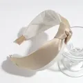 Elegant champagne satin knotted wide headband with textured white lining for women's hair - Knotted Simple Style / Champagne