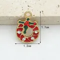 Pendentif couronne de Noël en alliage avec émail rouge et strass brillants 1.7x1.2cm - 2# Couronne avec Strass