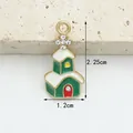 Pendentif maison de Noël en émail vert pour bijoux DIY, dimensions 1,2x2,25 cm - 9# Maison de Noël Verte