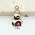 Pendentif bijou maison de Noël en alliage fait main avec dimensions, 2,25x1,2 cm - 11# Maison de Noël Noire