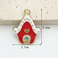 Ciondolo natalizio in lega rosso e bianco per la creazione di gioielli fai-da-te accessorio - 8# Grande Casetta di Natale Rossa