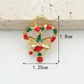 Ciondolo a forma di bastoncino di zucchero con fiocco dorato per fai da te 1,8 cm - 12# Bastoncino di Zucchero con Fiocco