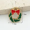Ciondolo ghirlanda Natale in lega fiocco rosso smalto verde 1,5x1,2cm accessorio DIY - Ghirlanda di Fiori
