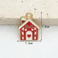 Ciondolo natalizio in lega a forma di casetta 1,8cm x 1,3cm per creazione gioielli DIY - Piccola Casa