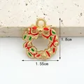 Elegante ciondolo ghirlanda di Natale in lega dorata con smalto rosso e verde, 1,8 cm - 3# Corona in Smalto