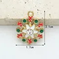 Ciondolo a fiocco di neve in lega di Natale, smalto rosso e verde, 2,1x1,7 cm - 6# Fiocco di Neve con Strass