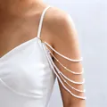 Elegant French style multi-layer pearl and clear bead arm chain accessory for women - KC Gold + White (X429)