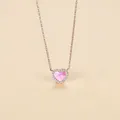 Elegant rose gold heart necklace with pink shell inlay and sparkling crystals. - DSN0041 Pink Heart Gold Necklace