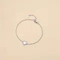 Elegante bracciale a cuore color argento con madreperla bianca e cristalli pavé - DSB00332 Bracciale in Conchiglia Bianca