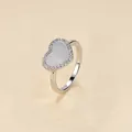 Elegant heart-shaped ring with white shell inlay and sparkling halo rhinestones. - DSR00342 White Shell Ring