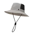 Cappello da sole grigio con tesa larga e cinturino regolabile per donna - Grigio chiaro