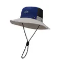 Cappello da sole traspirante grigio e blu con tesa larga e cinturino sottogola - Blu Notte