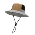 Cappello da sole traspirante con tesa larga e sottogola nei colori kaki e grigio - grigio scuro