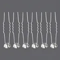 Set of 6 silver wedding hair pins with sparkling clear rhinestones for bridal styling. - Bridesmaid Rhinestone Style (HS-J3749) 6 Pcs / Silver