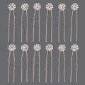 12-piece set of elegant rose gold flower rhinestone U-shaped bridal wedding hair pins - Rose Gold Simple Small Flower (HS-J3841RG)