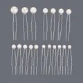 Set of 18 elegant pearl U-shaped hairpins in various sizes for wedding and daily hair buns - Multi-spec Artificial Pearl (HS-J6280G) 18 Pcs / Gold