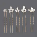 Set of 5 gold handmade crystal U-shaped hairpins for wedding hair styling - Daily Commute Versatile Style (HS-J4718)