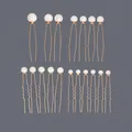Elegant rose gold U-shaped hairpins set with pearls for wedding bun hairstyles - Gold Bridal Versatile Pearl (HS-J6224)