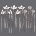 Elegant rose gold hairpins set with clear rhinestones for wedding bridal hairstyles. - Versatile Photo Princess (HS-J4725)