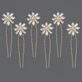 Set of 6 golden wedding hairpins with sparkling crystal flower design for elegant styling - Luxury Floral Bridal Style (HS-J3270)