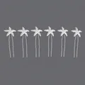 Set of six silver starfish hairpins with sparkling rhinestones for wedding hairstyles. - Versatile Starfish Style (HS-J5838)