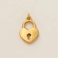 Golden heart-shaped lock pendant charm crafted from stainless steel for DIY jewelry making - Heart Lock