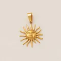 Minimalist gold-plated stainless steel sun face pendant with celestial light ray design - Anthropomorphic Sun Relief Pendant (7)