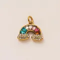 Colorful crystal rainbow pendant in gold-toned stainless steel for DIY jewelry making - Rainbow Rhinestone Pendant