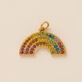 Gold-plated stainless steel rainbow pendant charm with vibrant colorful rhinestones. - Pave Multi-Color Rainbow Pendant