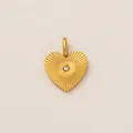 Elegant gold heart pendant featuring sunburst texture and sparkling center stone DIY accessory - Sunburst Rhinestone Heart Pendant