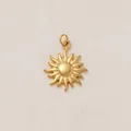 Golden sun stainless steel pendant with radiating flame rays for DIY jewelry - Retro Radiating Sun Pendant