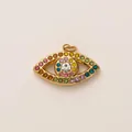 Gold-plated stainless steel evil eye pendant with colorful rhinestone crystal inlay - Multi-Color Rhinestone Evil Eye Pendant