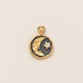 Celestial gold moon and star pendant with hammered texture and sparkling crystal accent - Hammered Moon Starry Pendant