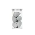 Set of 8 mini teardrop makeup sponges in a clear jar with a silver aluminum lid - Set of 8 / Gray