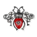 Vintage red beetle insect brooch with tiny bee and rhinestones for women clothing - Vintage Red & Silver Insect Style (4770A)