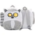 Cute plush lemur cartoon backpack for toddlers featuring soft grey and white fur. - Lemur