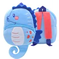Adorable blue plush seahorse animal shaped backpack for toddlers and kindergarten kids - Seahorse