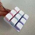 Decompression 9-key mechanical keycap fidget keychain in pastel pink blue and purple - 9-Key White Shell - Double Layer Cap (White Top/Pink Blue Purple Bottom)